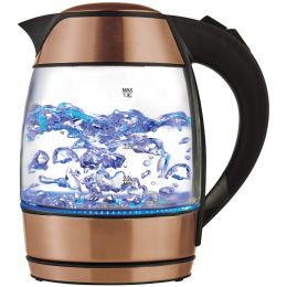 BRENTWOOD(R) APPLIANCES KT-1960RG 1.8-Liter Cordless Glass Electric Kettle with Tea Infuser (Rose Gold)