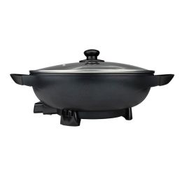 Brentwood Appliances SK-69BK 13-Inch Non-Stick Flat-Bottom Electric Wok Skillet with Vented Glass Lid