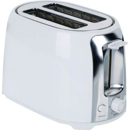 BRENTWOOD(R) APPLIANCES TS-292W 2-Slice Cool-Touch Toaster with Extra-Wide Slots (White and Stainless Steel)