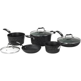 THE ROCK by Starfrit 030930-001-0000 THE ROCK by Starfrit 8-Piece Cookware Set with Bakelite Handles