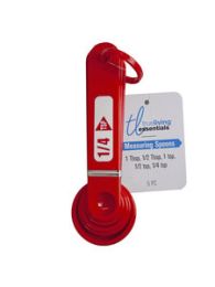 set of 5 red plastic measuring spoons