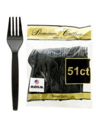 Heavy Duty Black Plastic Forks Set