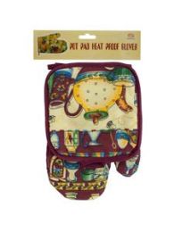Quilted Country Print Oven Mitt & Pot Holder Set