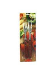 Stainless steel forks with wood handle, pack of 2