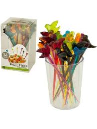 Colorful Bird Fruit Picks with Holder