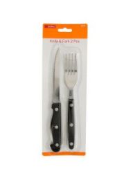 Knife and Fork Set with Black Handles