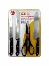 5 Pack knife set with cutting board