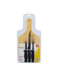 4 Piece cutting board and carving set