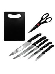 Knife Set with Kitchen Scissors and Cutting Board