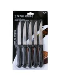 5 pack stainless steel steak knives with black handles