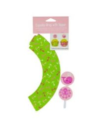 Girl&#039;s Ocean Preppy Cupcake Wraps & Toppers