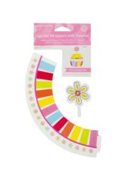 Flower Cheer Cupcake Wraps & Toppers Set