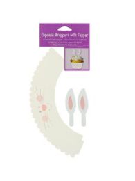 Easter Bunny Cupcake Wraps & Toppers Set