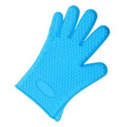 Silicone Non-slip Anti-scalding Oven Mitts Cooking/BBQ Gloves 1PCS -Blue