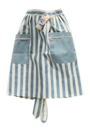 Linen Cloth Adult Kitchen Clean Apron Small Fresh Striped Skirt Apron Light Blue