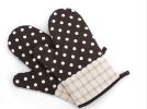 Heat Resistant Oven Gloves Baking Oven Mitts Dots Cooking Gloves Brown