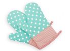 Heat Resistant Oven Gloves Baking Oven Mitts Dots Cooking Gloves Light Blue