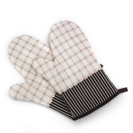 Heat Resistant Oven Gloves Baking Oven Mitts Cooking Gloves Creamy White