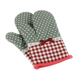 Heat Resistant Oven Gloves Baking Oven Mitts Dots Cooking Gloves Bow Knot