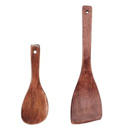 2 pieces Wooden Kitchen Utensil, Rice Scoop & Angled Spatula