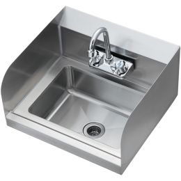 VEVOR Commercial Hand Sink with Faucet and Side Splash, NSF Stainless Steel Sink for Washing, Small Hand Washing Sink